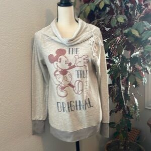 Disney Parks Authentic Original M Gray Mickey Mouse cowl neck sweatshirt